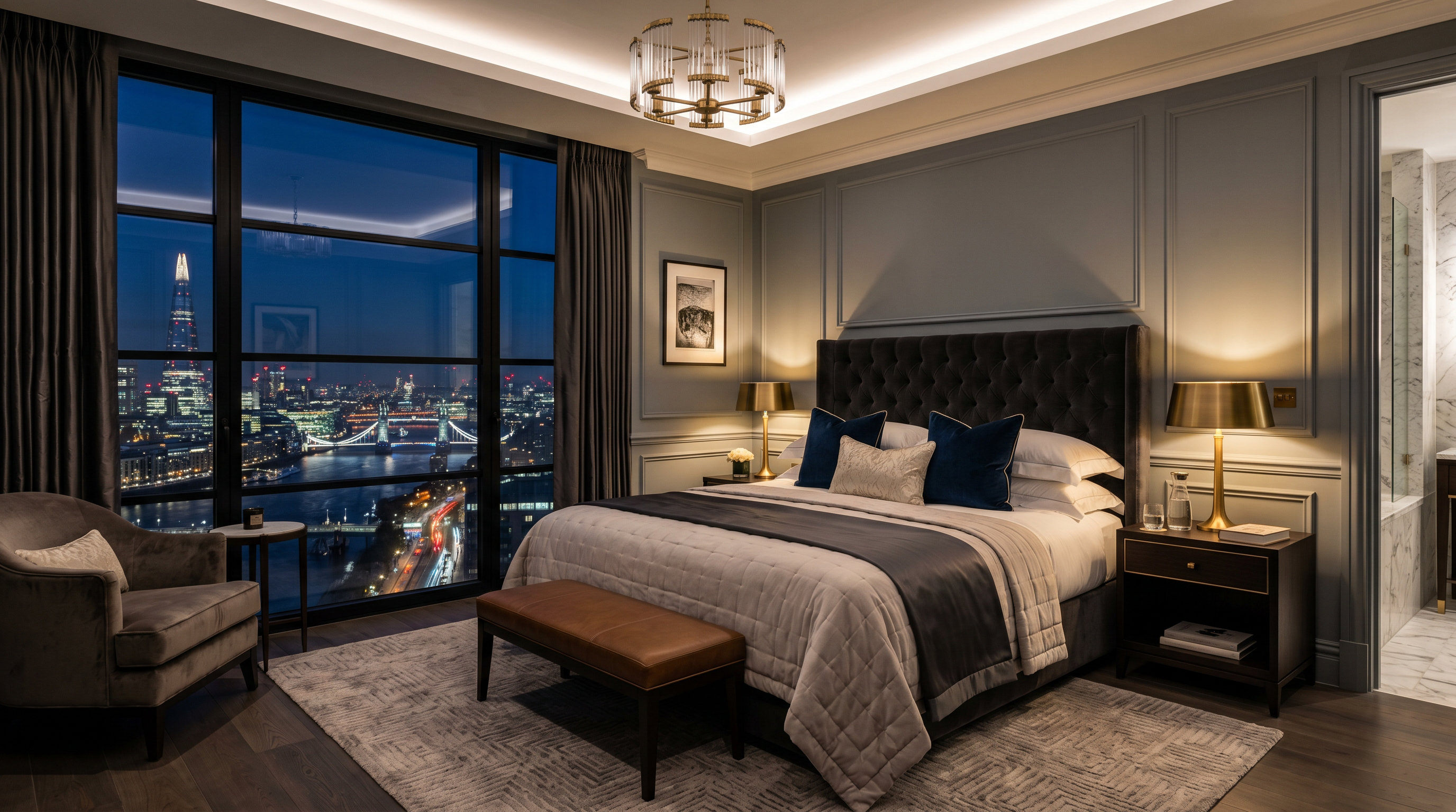 Luxury hotel suite bedroom